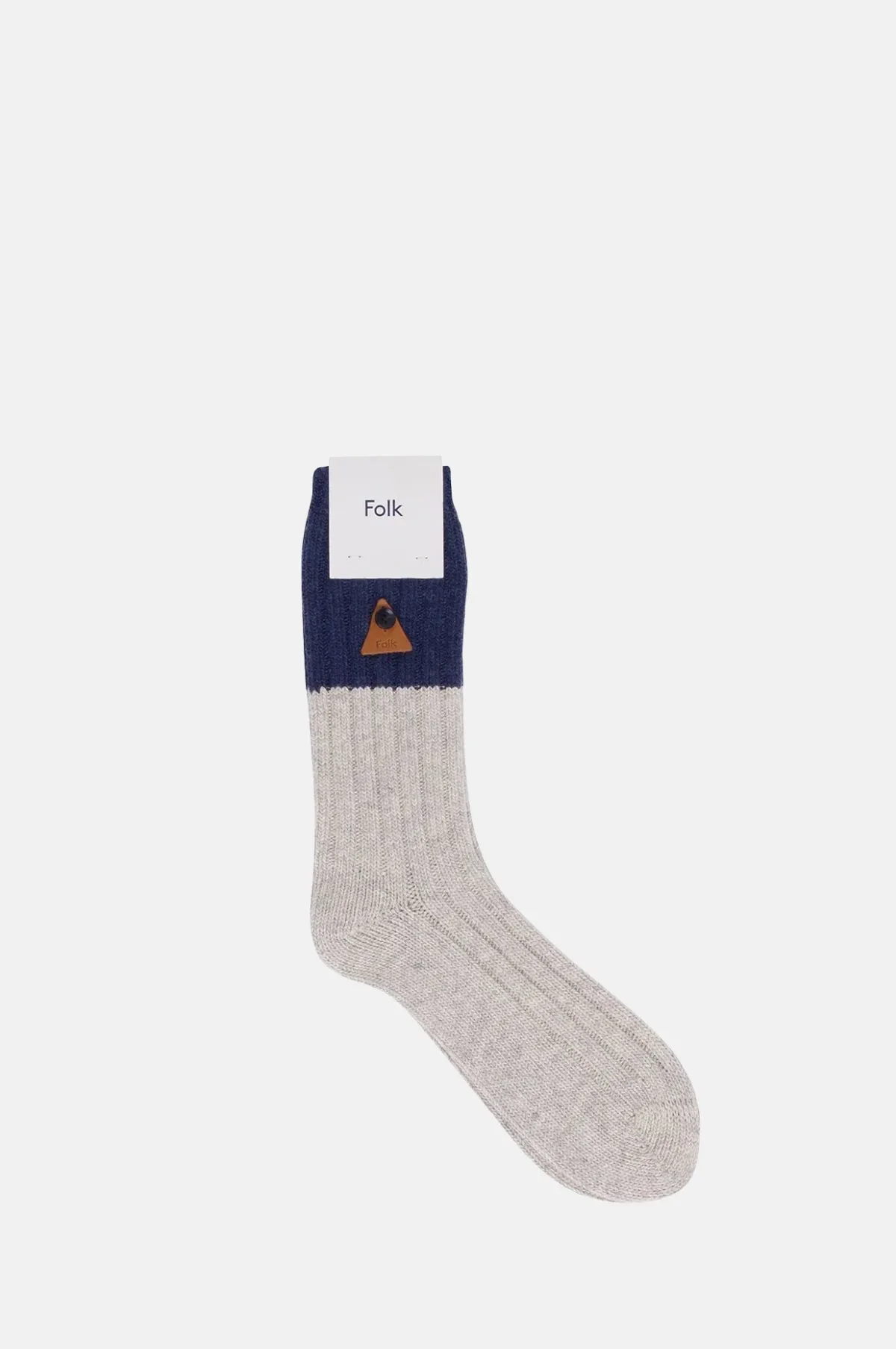 2 Tone Wool Sock Navy Silver Mix