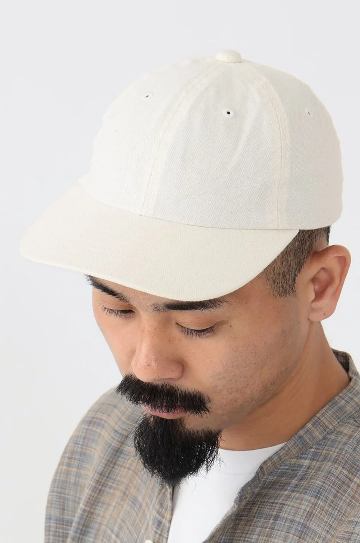 6 Panel Herringbone Cap Ivory