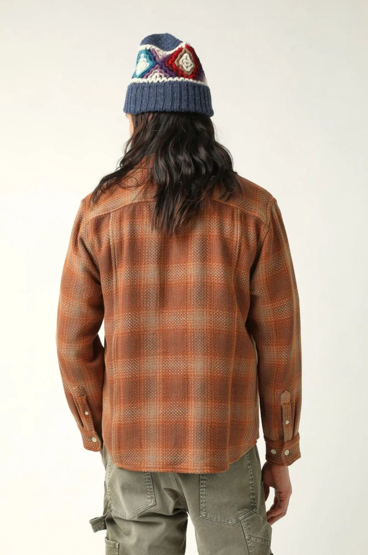 Acid Plaid Peak LS Shirt Brown