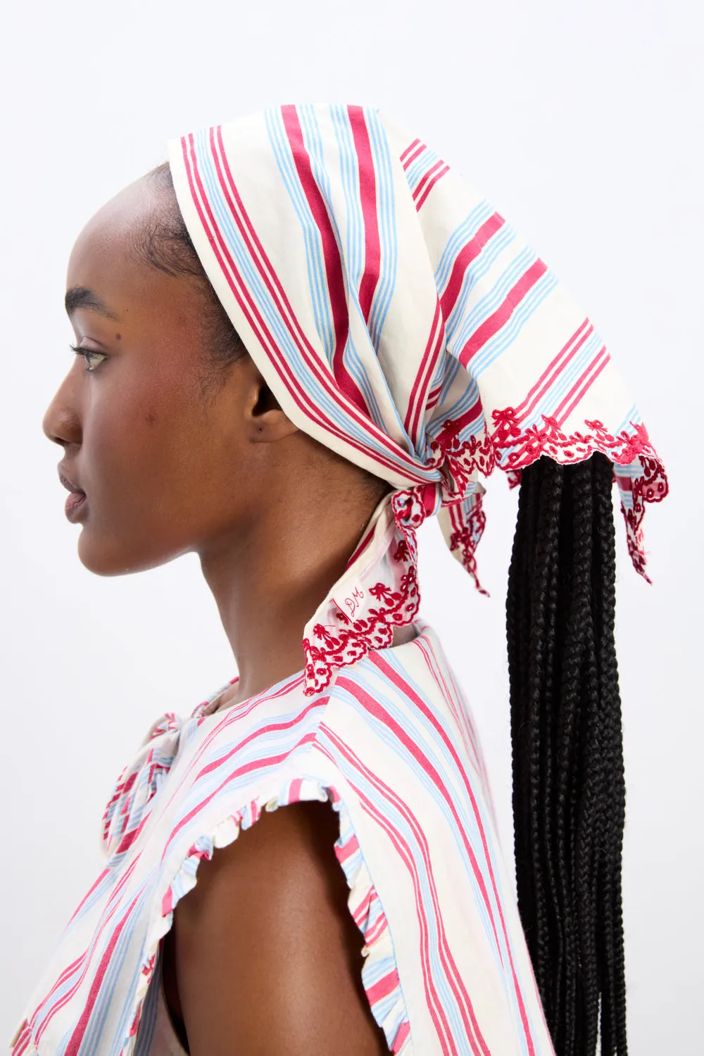 Amaya Headscarf Cherry Business Stripe Red