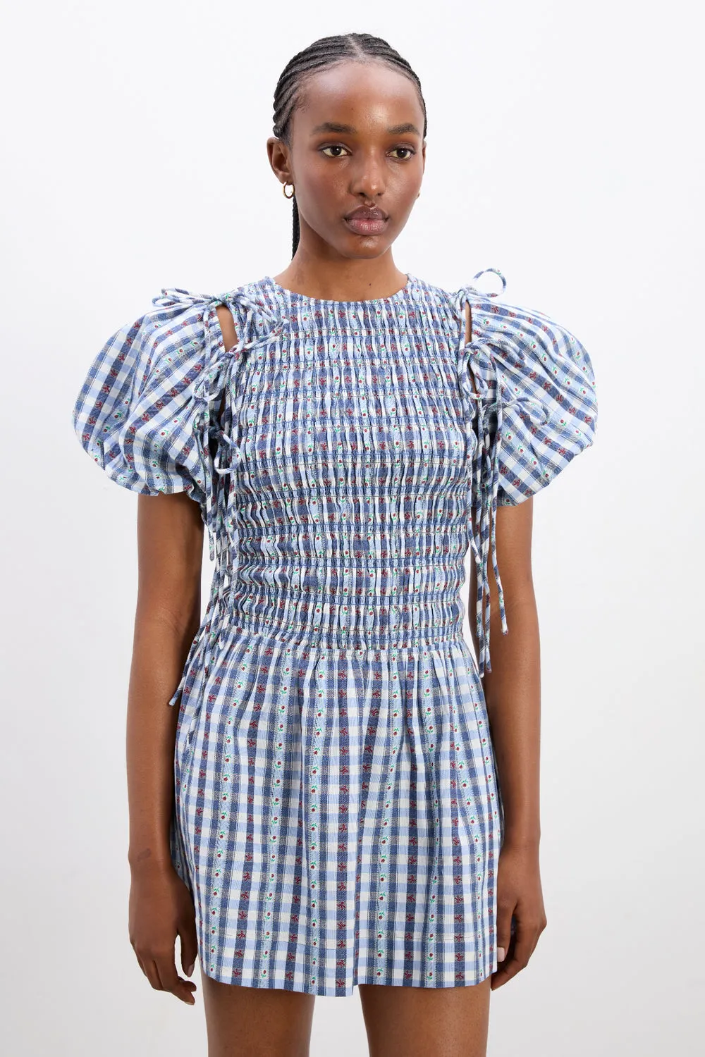 Becca Bubble Mini Dress Blue Margot Denim Navy