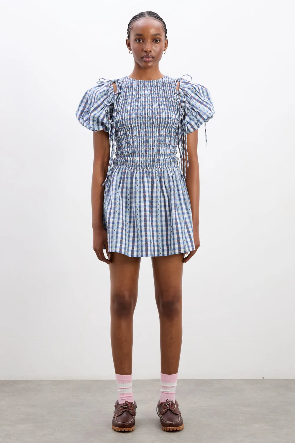 Becca Bubble Mini Dress Blue Margot Denim Navy