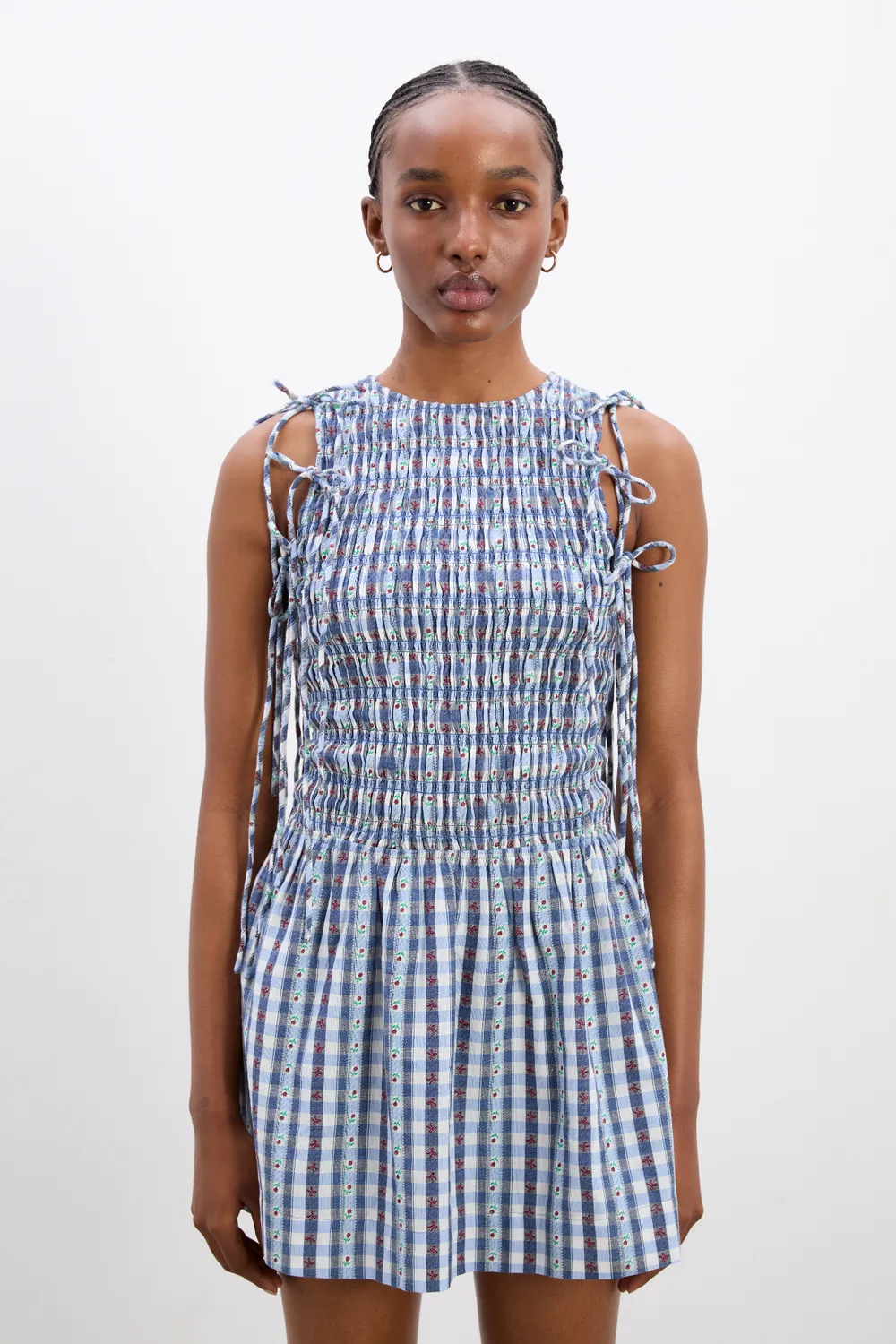 Becca Bubble Mini Dress Blue Margot Denim Navy