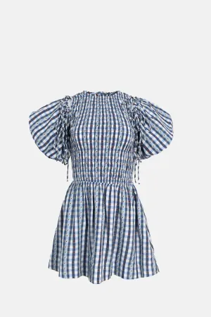 Becca Bubble Mini Dress Blue Margot Denim Navy