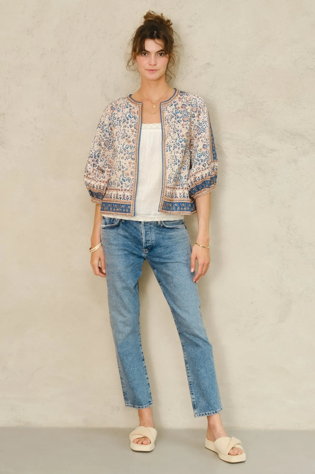 Cass Print Jacket Navy