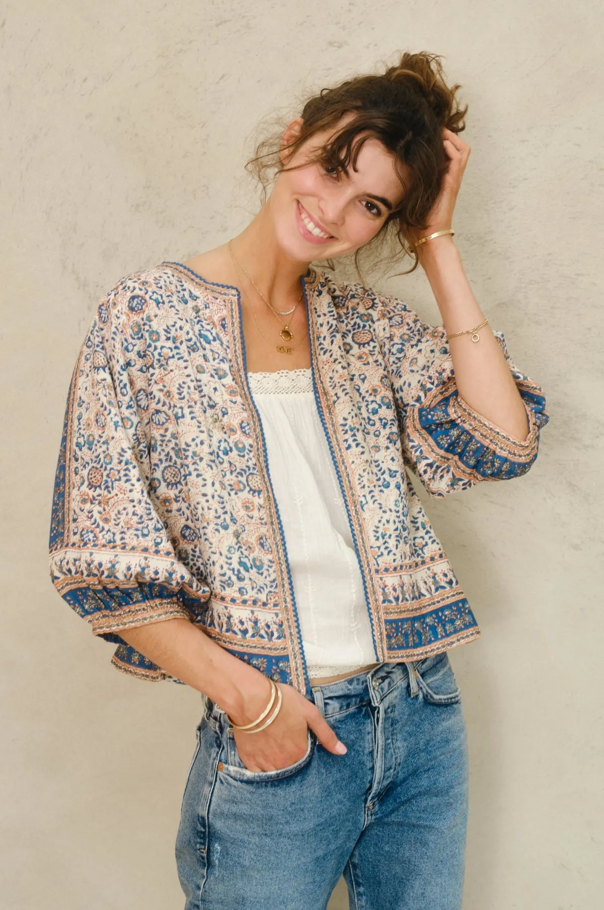 Cass Print Jacket Navy