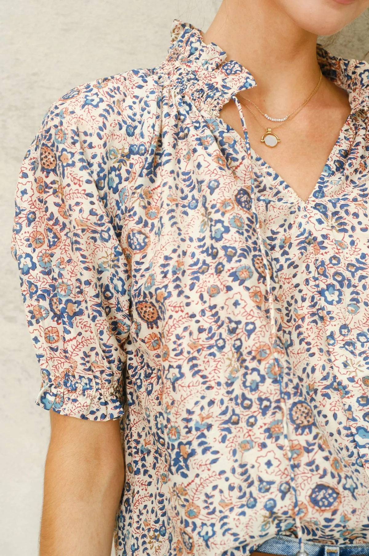 Cass Print L/S Top Navy