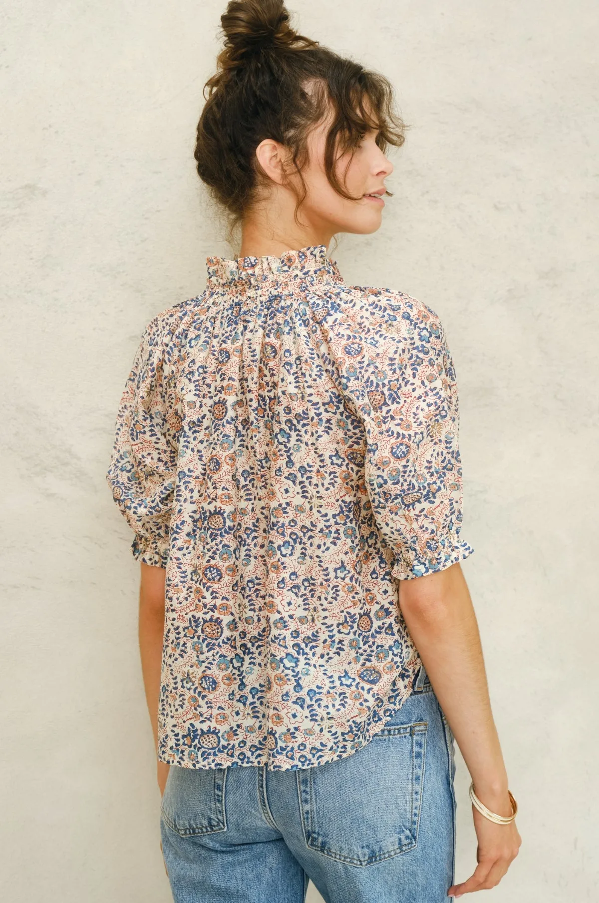 Cass Print L/S Top Navy