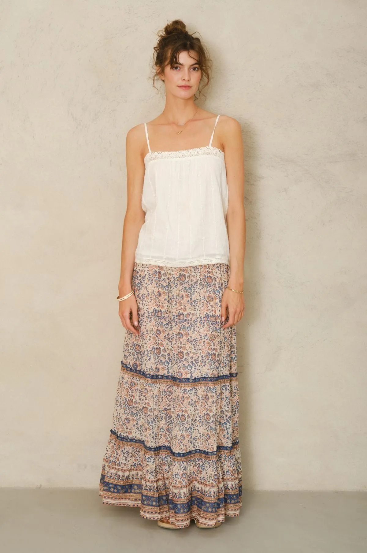 Cass Print Maxi Skirt Navy