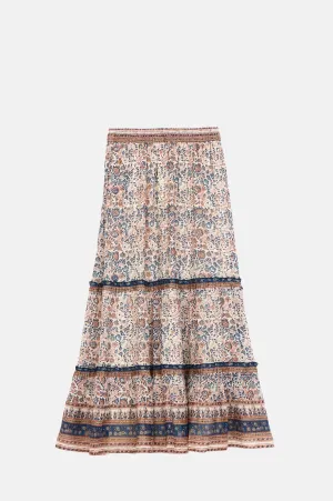 Cass Print Maxi Skirt Navy