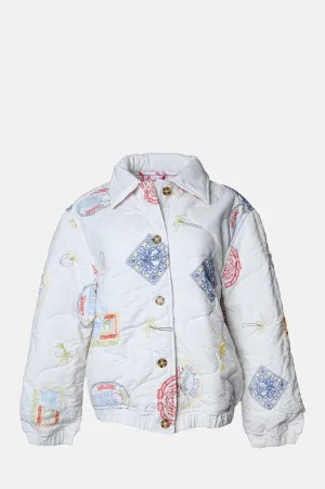 Claudia Bomber Hotel Embroideries White