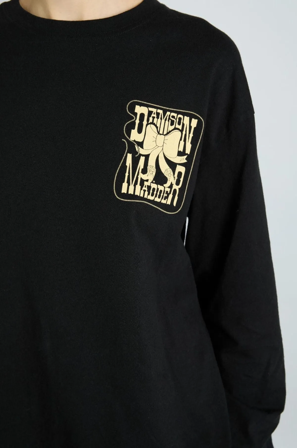 Cow Bow Long Sleeve Tee Charcoal