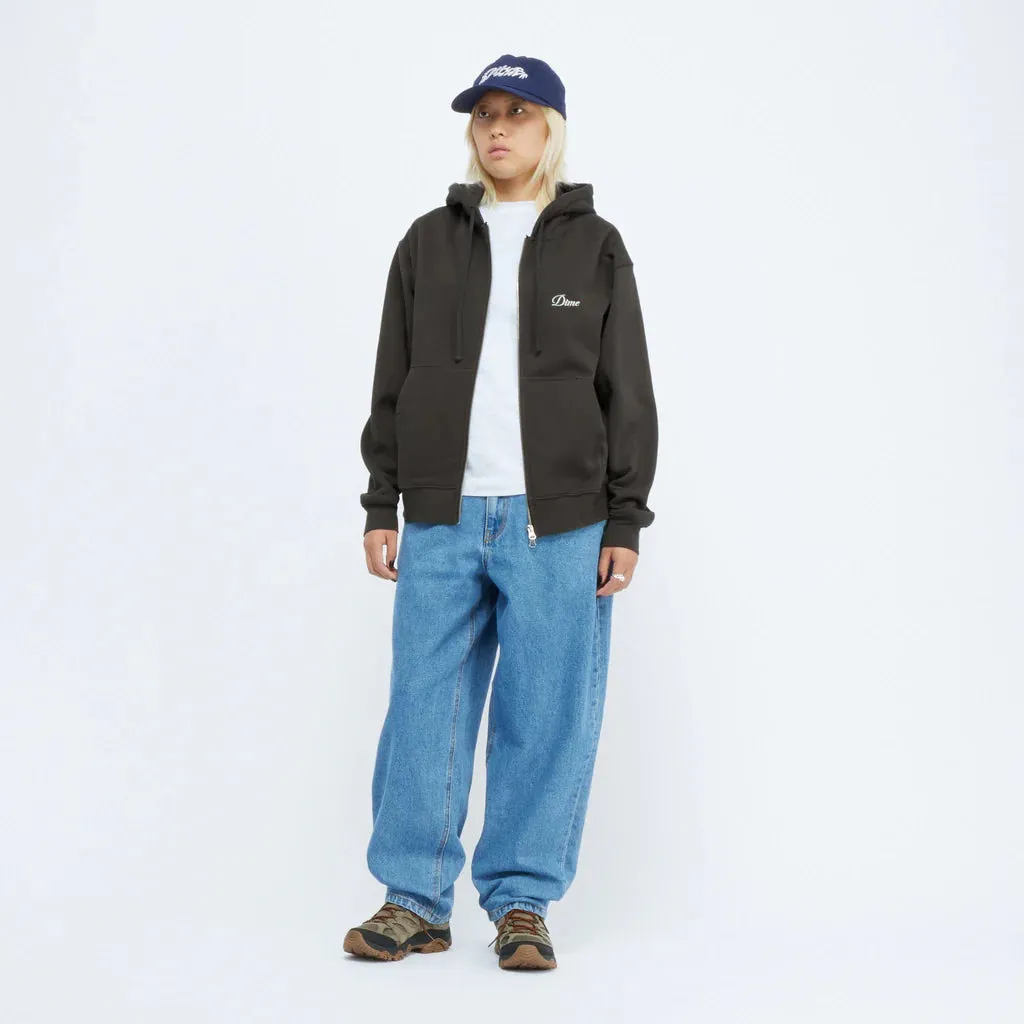 DIME - CURSIVE ZIP HOODIE - VINTAGE BLACK