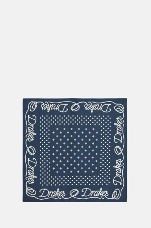 Drake's Rope Border Bandana Navy & Ecru