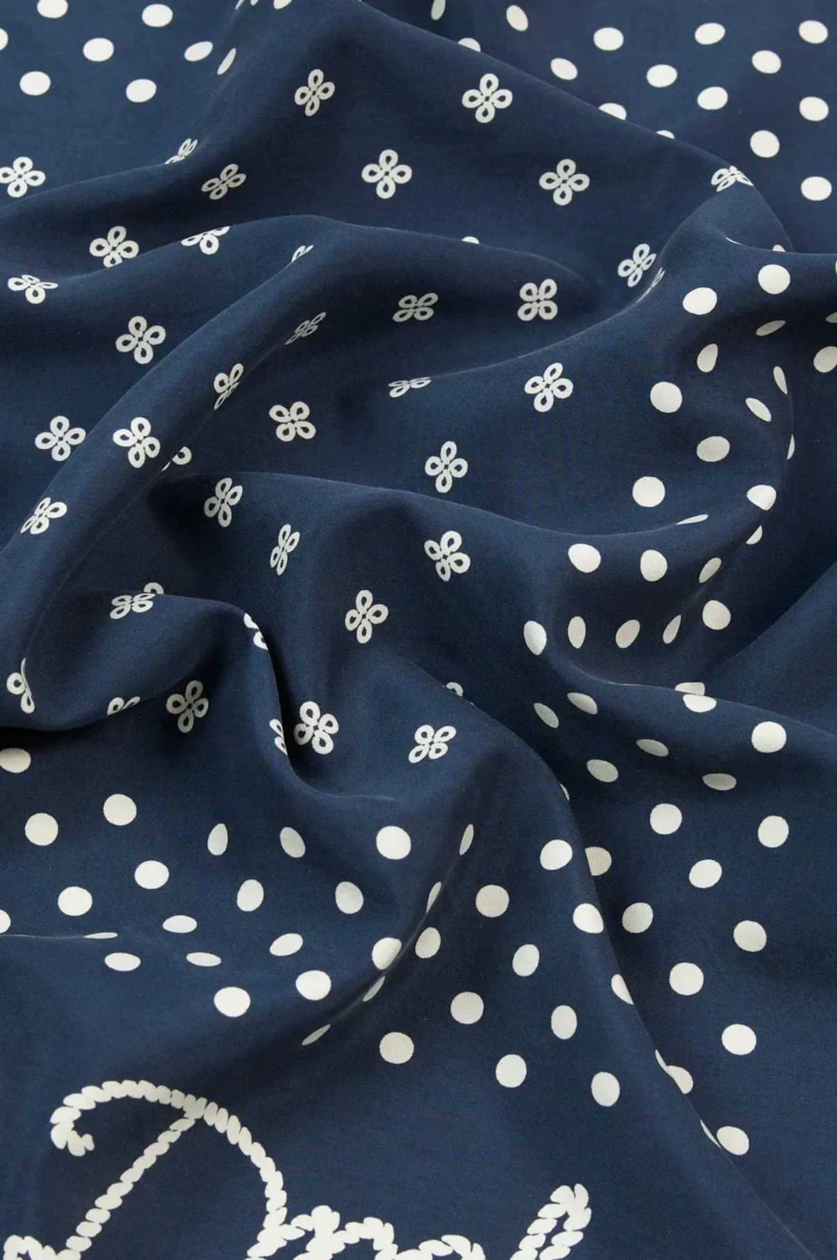 Drake's Rope Border Bandana Navy & Ecru