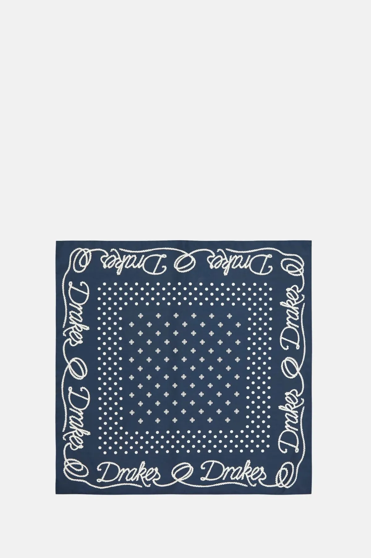 Drake's Rope Border Bandana Navy & Ecru