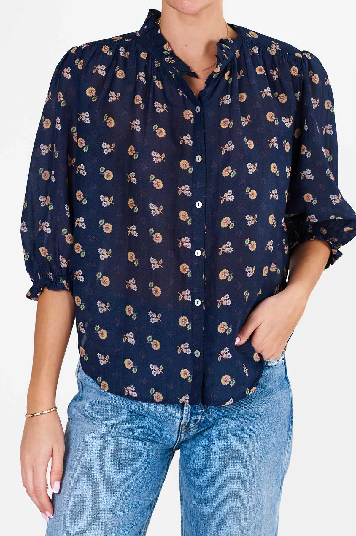 Dulcie Print L/S Top Navy