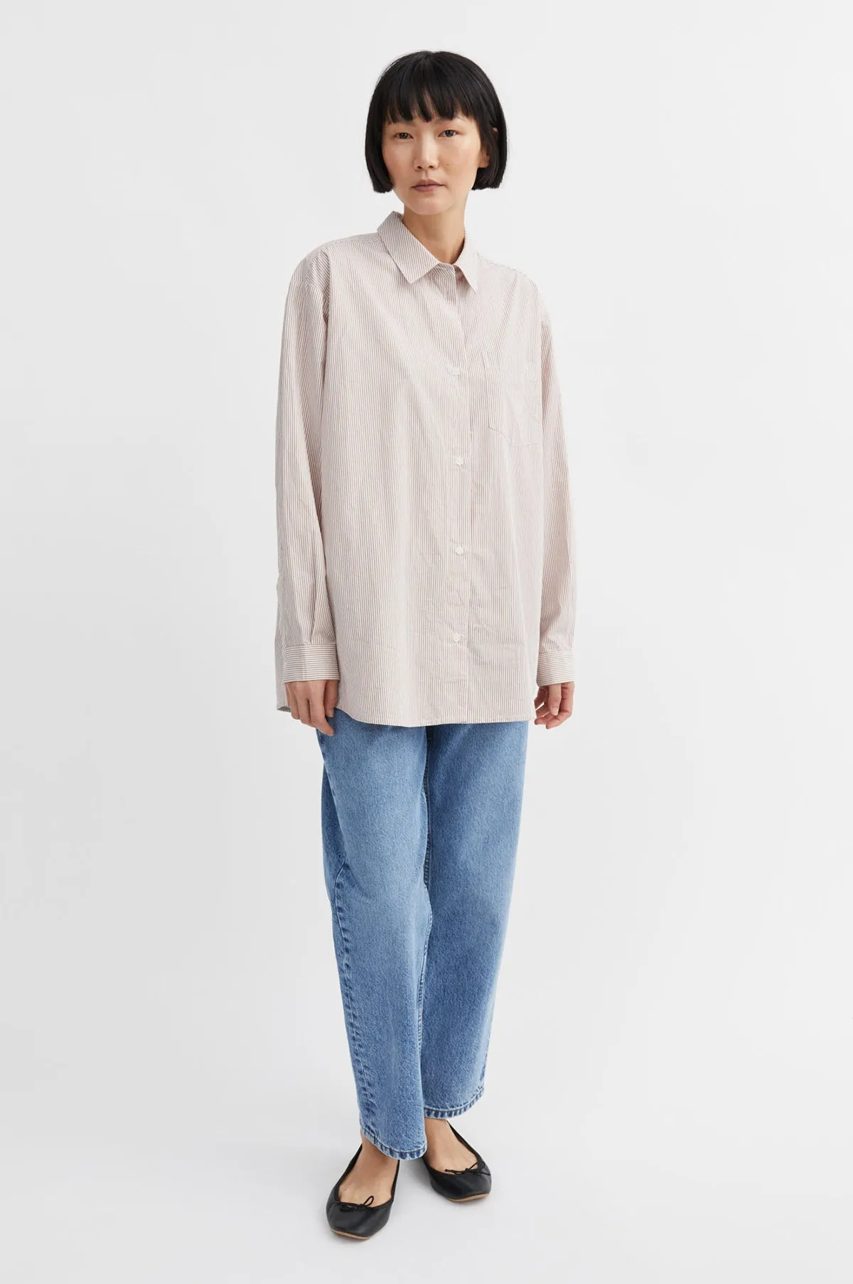 Edgar Shirt Warm Beige/White Stripe