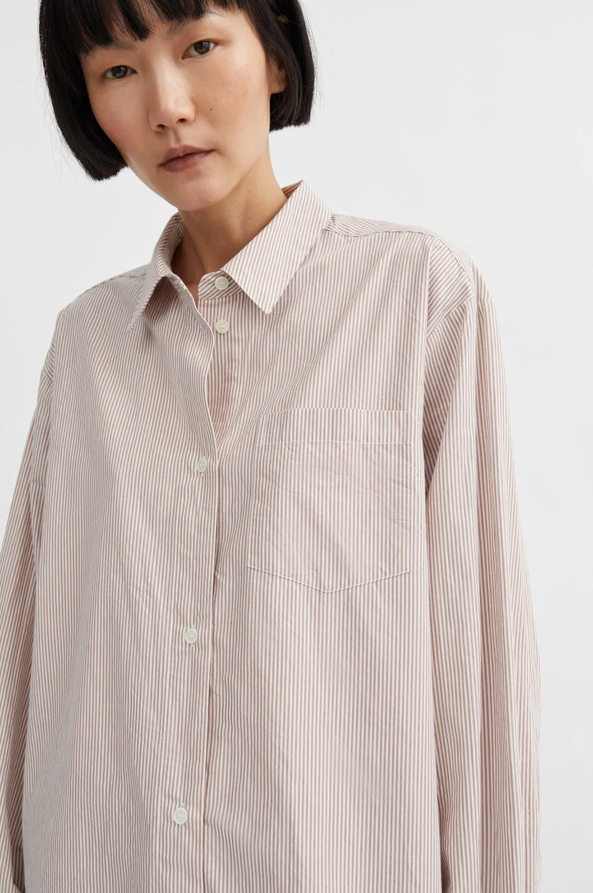 Edgar Shirt Warm Beige/White Stripe