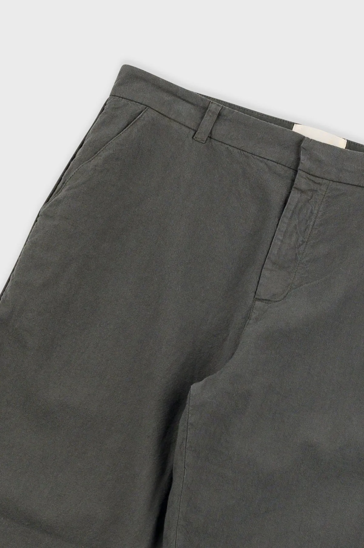 Fixed Waistband Cotton Linen Trouser Dark Sage