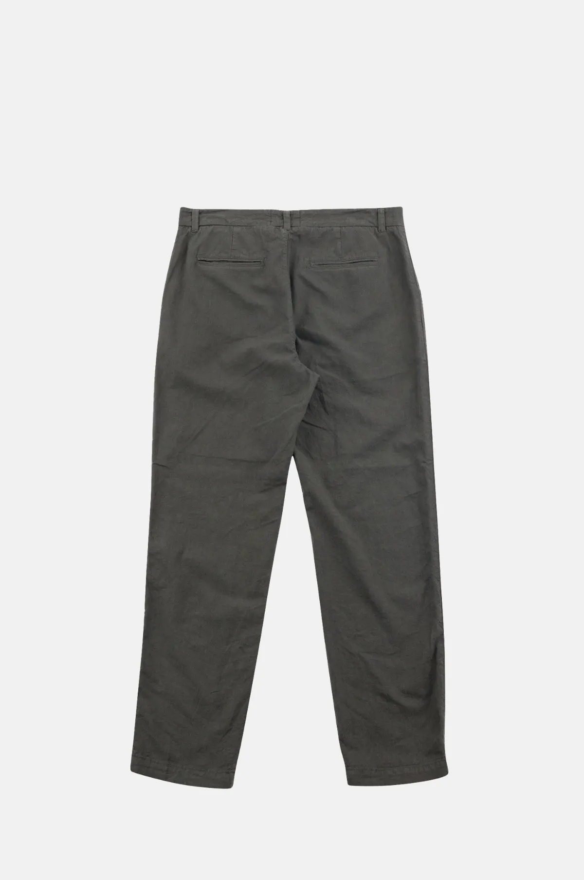 Fixed Waistband Cotton Linen Trouser Dark Sage