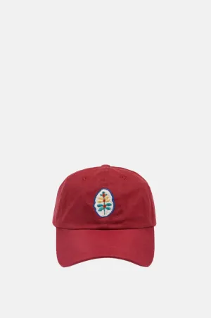 Flower Emblem Cotton Baseball Cap Red
