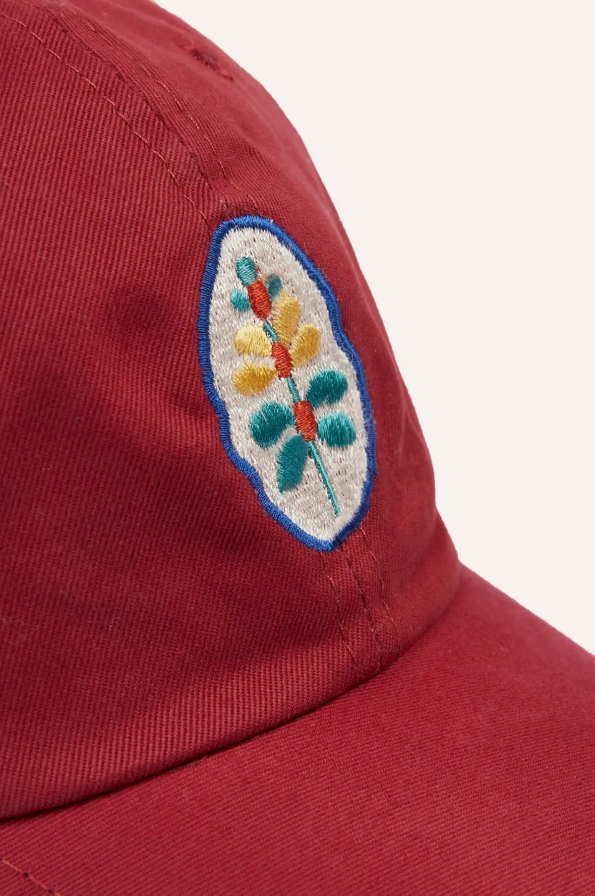 Flower Emblem Cotton Baseball Cap Red