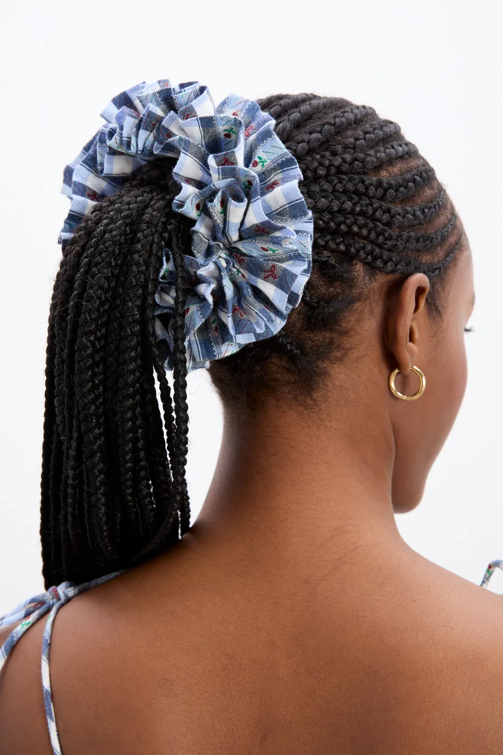 Garter Scrunchie Navy Margot Gingham