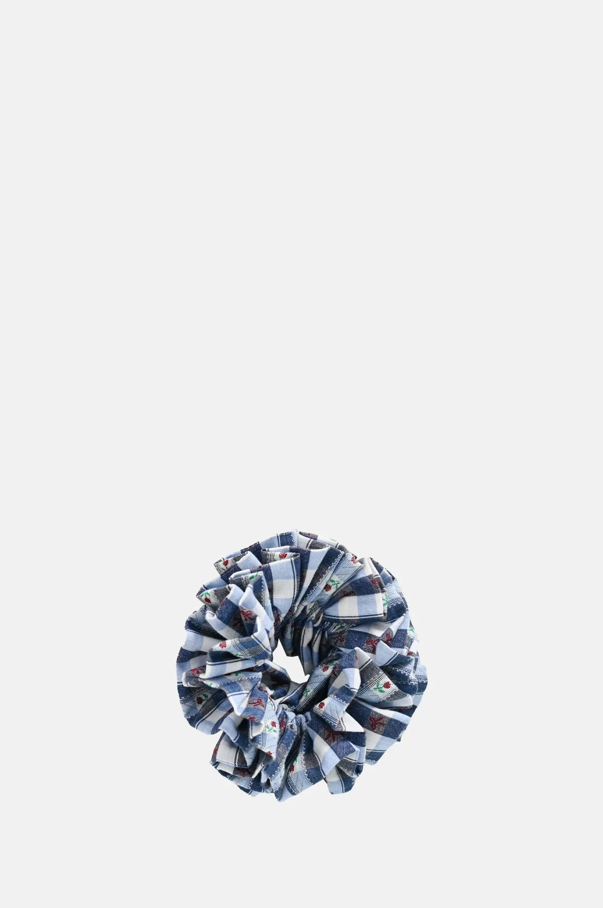Garter Scrunchie Navy Margot Gingham