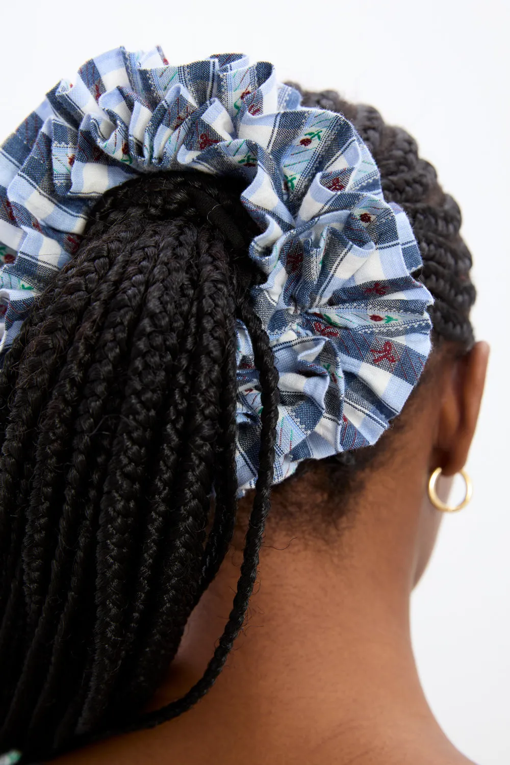 Garter Scrunchie Navy Margot Gingham