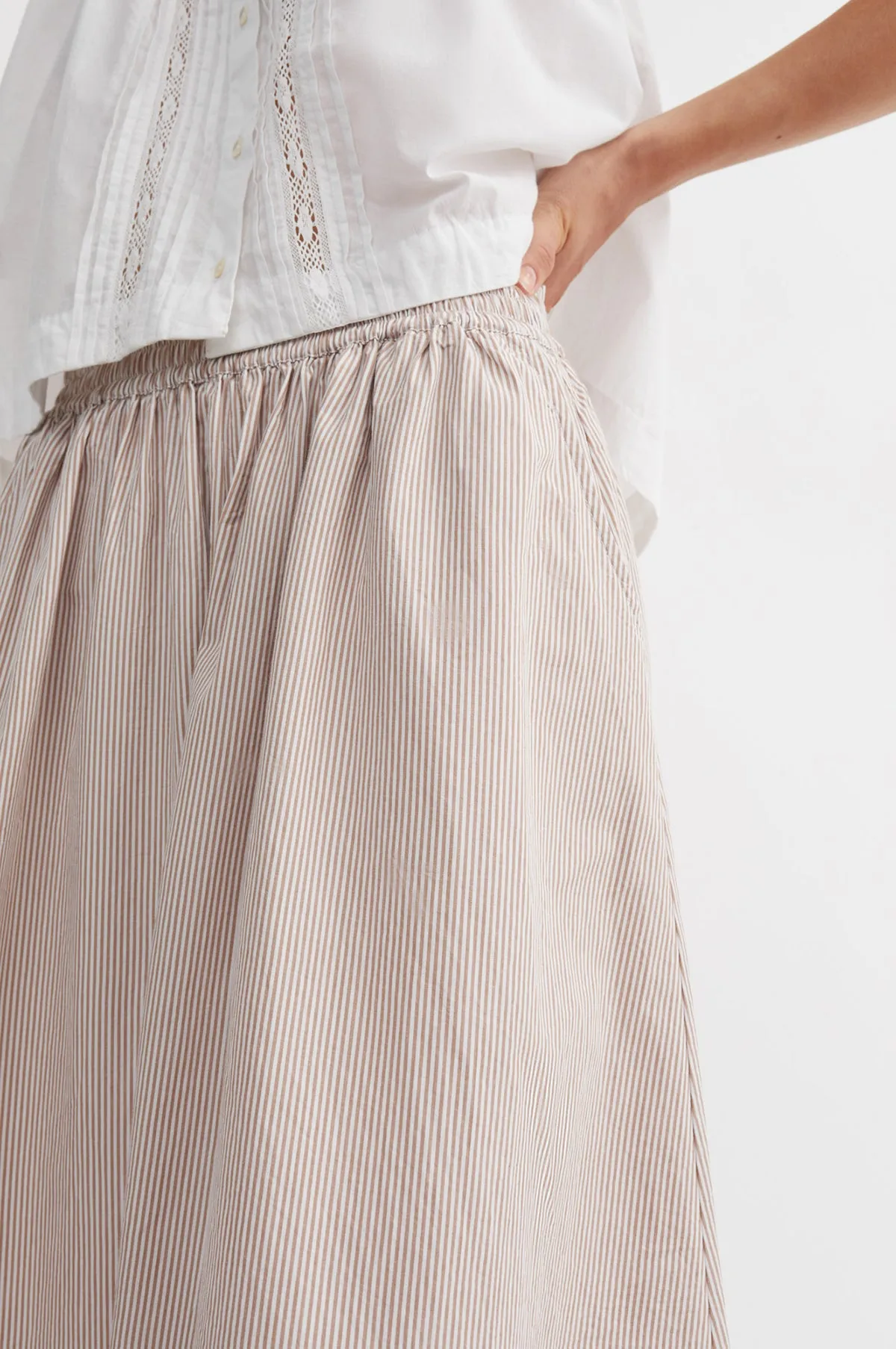 Ginny Skirt Warm Beige/White Stripe