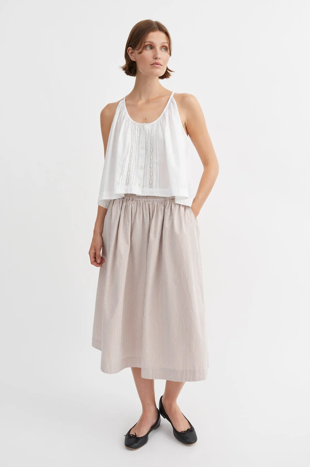 Ginny Skirt Warm Beige/White Stripe