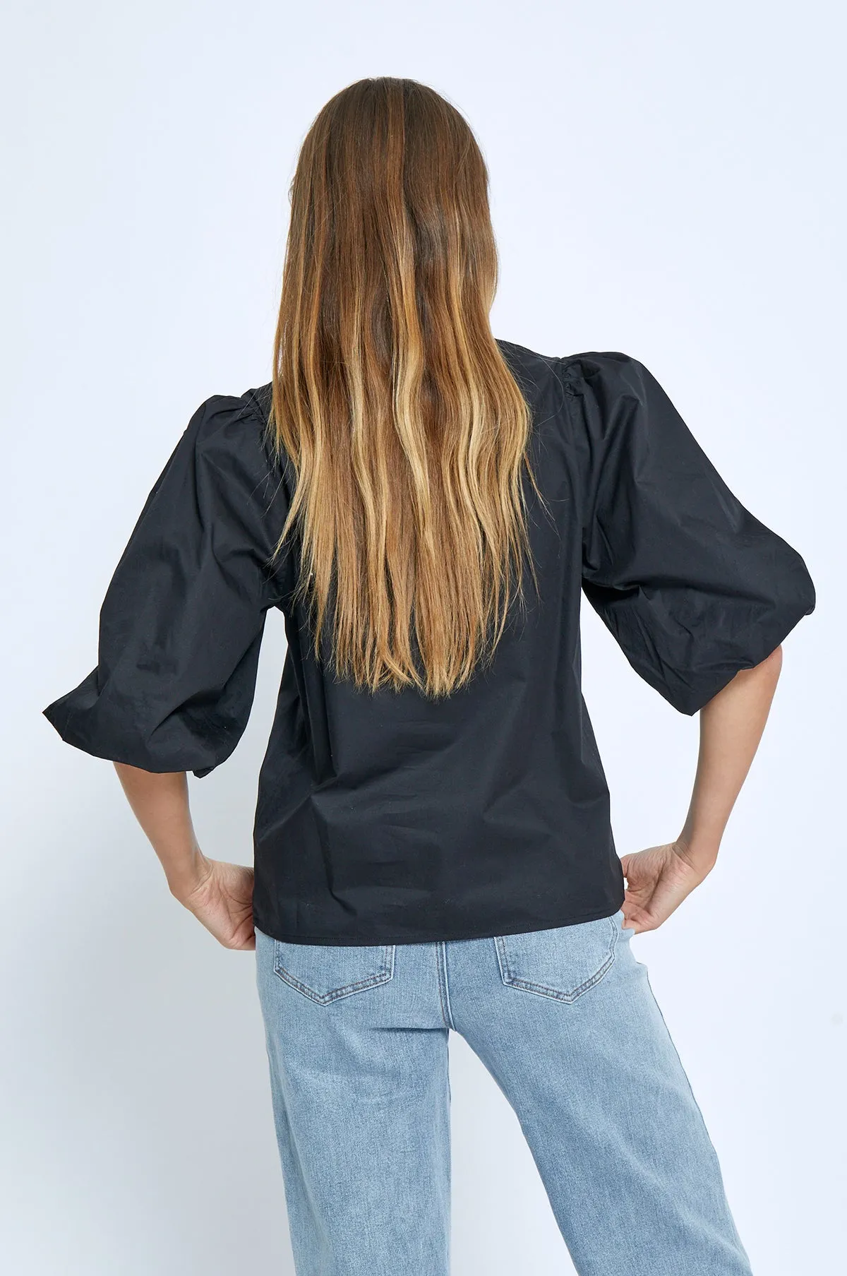 Joa Short Sleeve Blouse Black