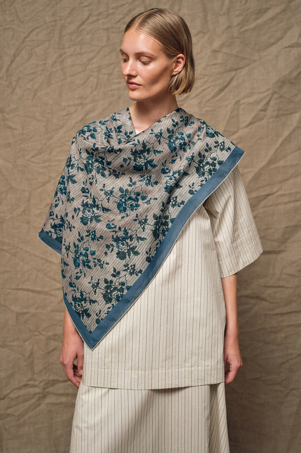 Large Light Blue Stripe Scarf