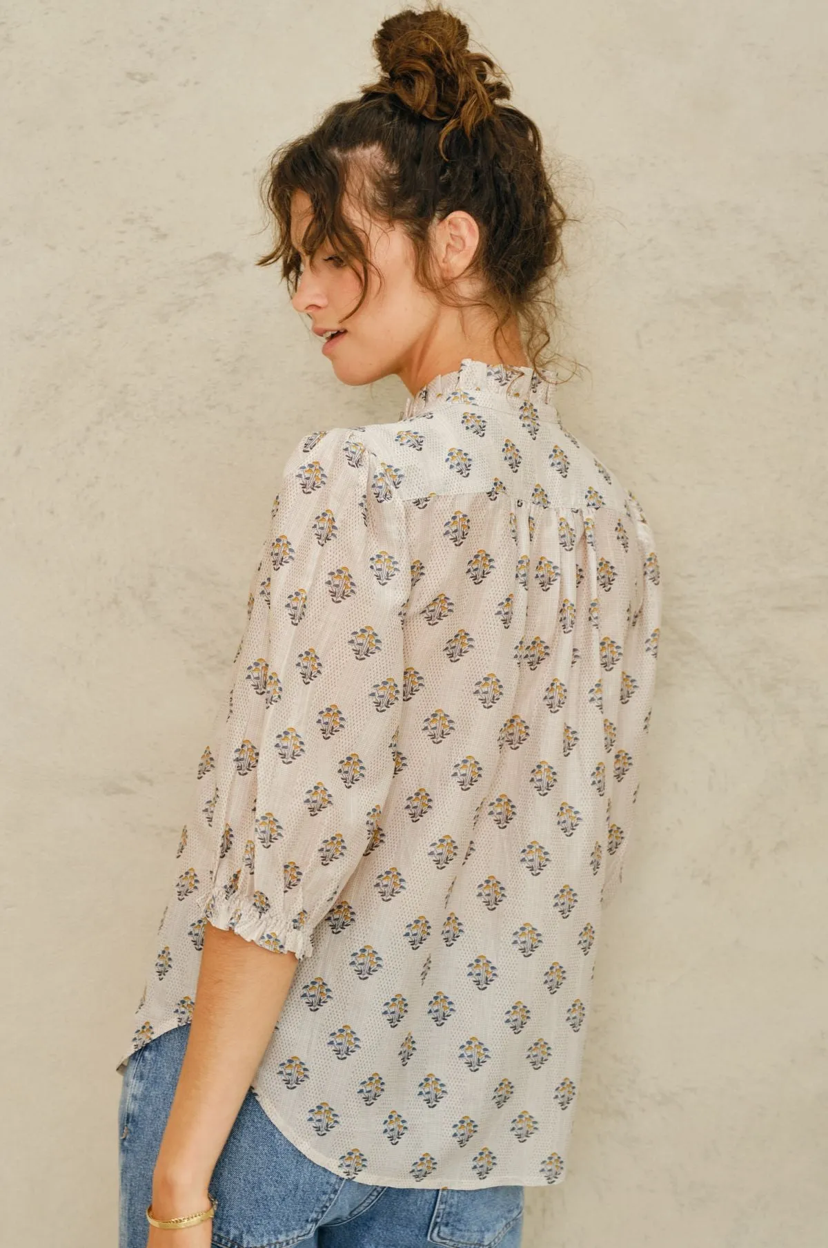 Lindi Print L/S Top Ecru