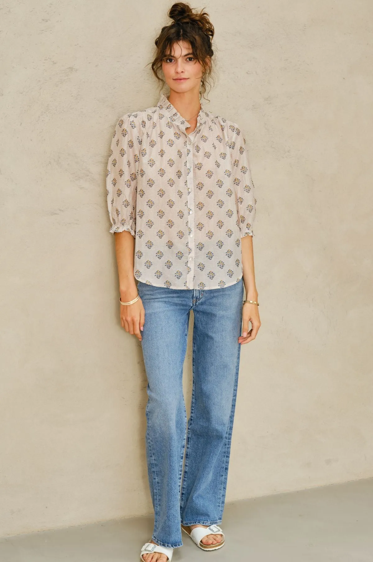 Lindi Print L/S Top Ecru