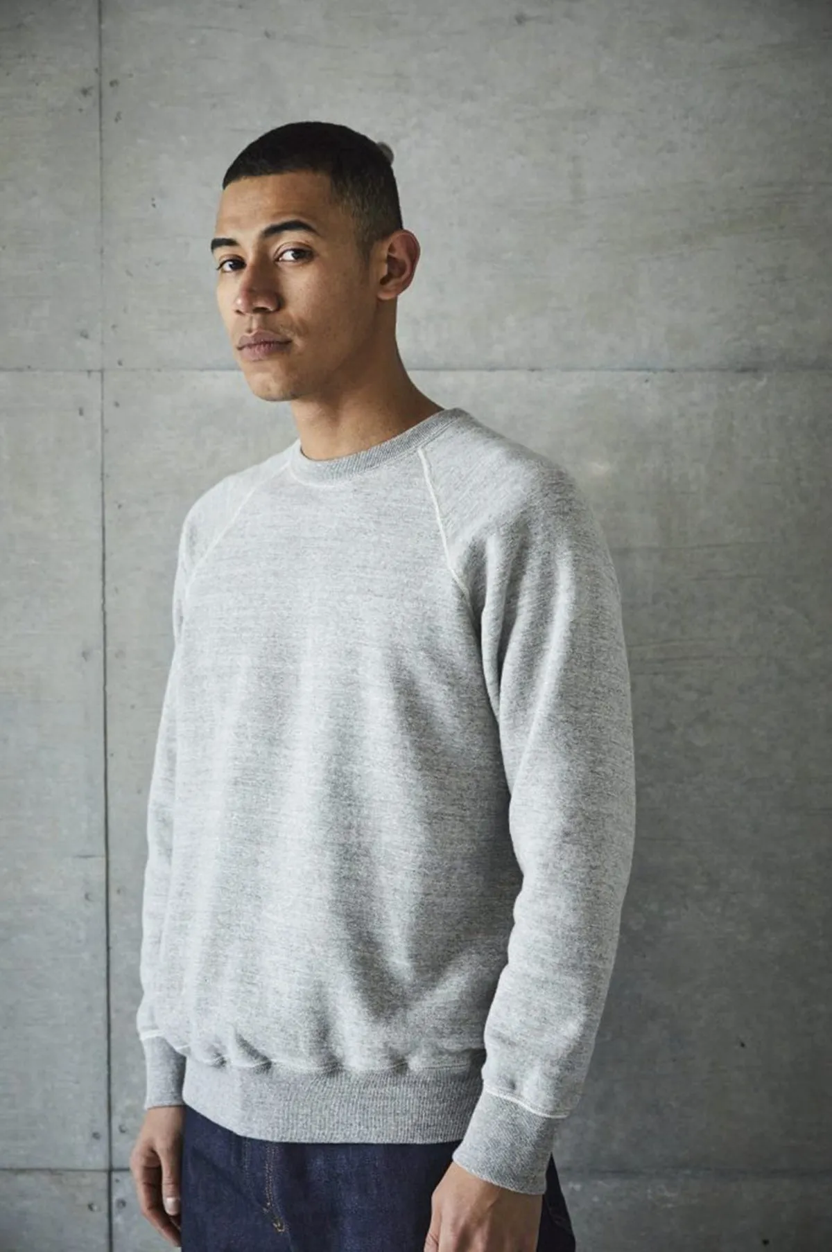 Loop Wheel Crew Neck Sweatshirt Heather Grey