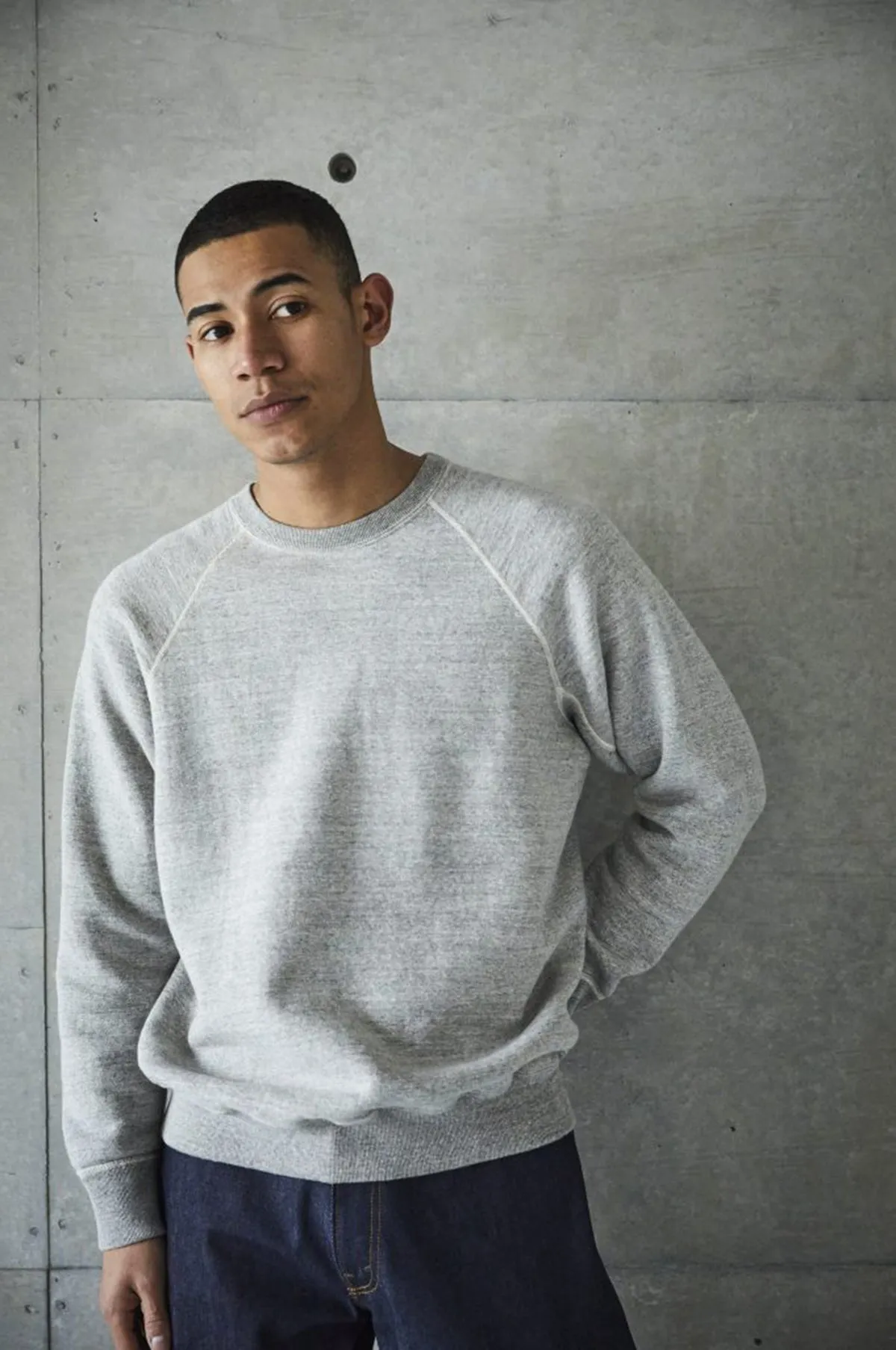 Loop Wheel Crew Neck Sweatshirt Heather Grey