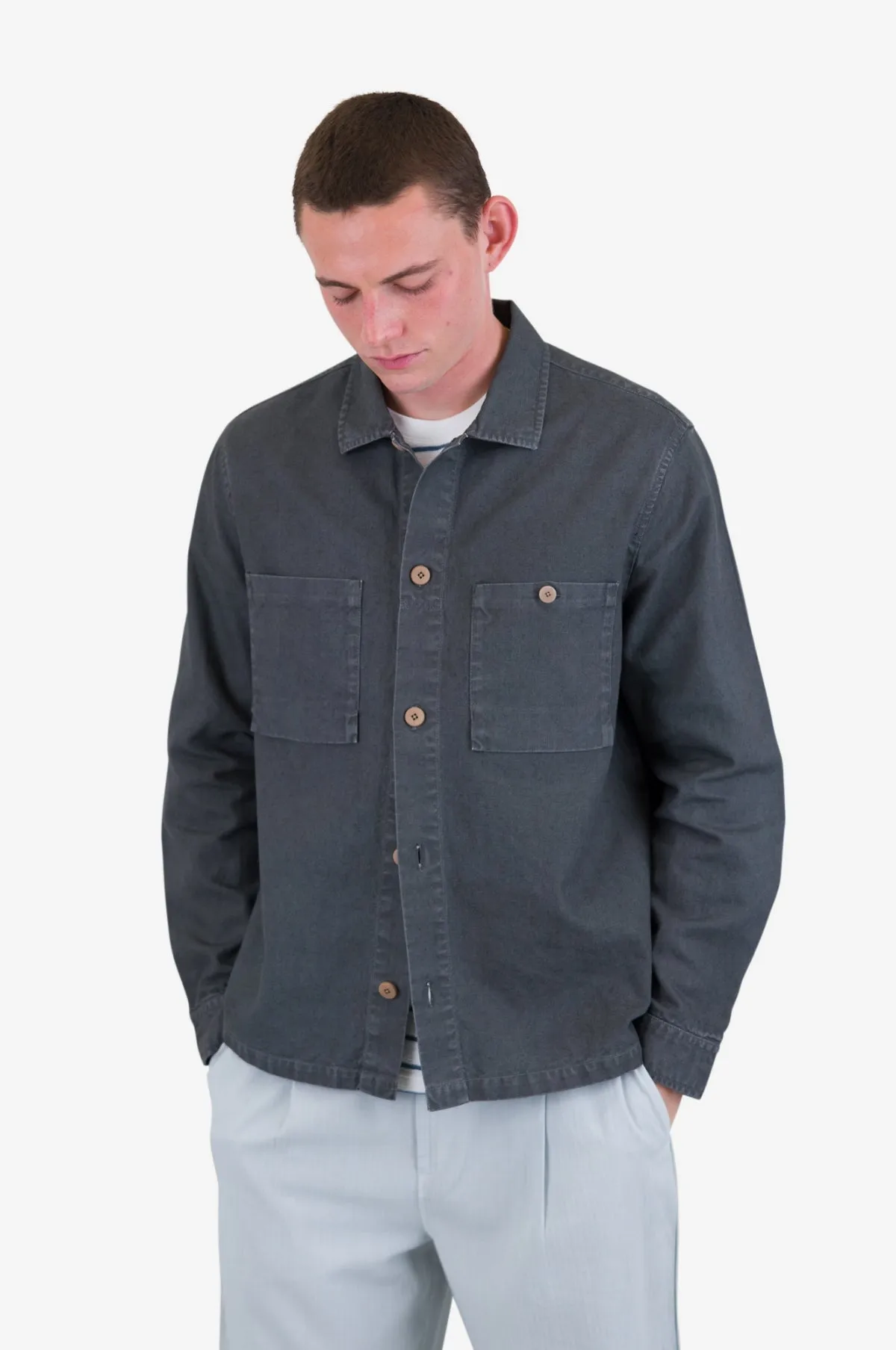Patch Overshirt Charcoal Hemp Canvas