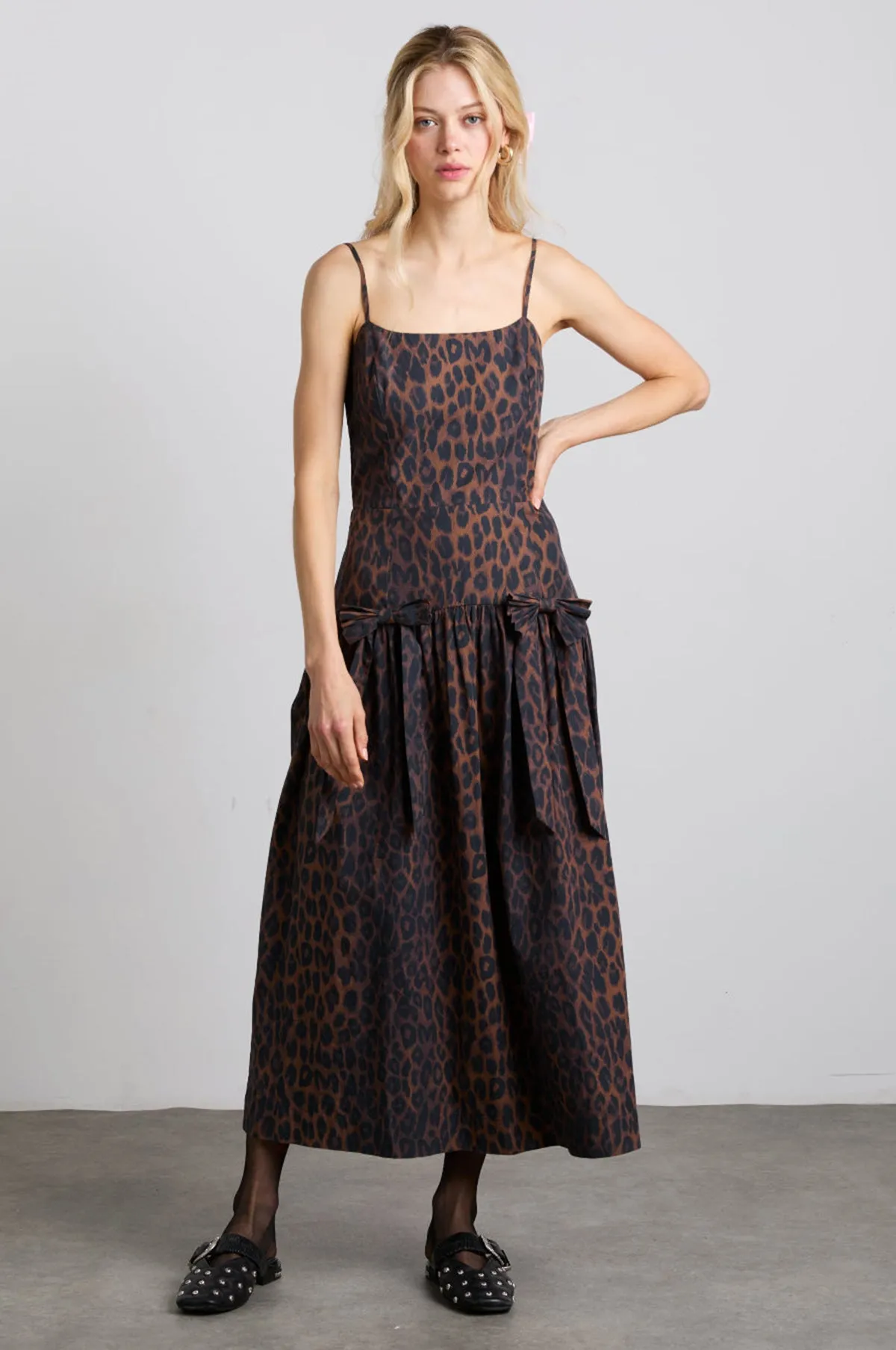 Persephone Midi Dress Dark Leopard