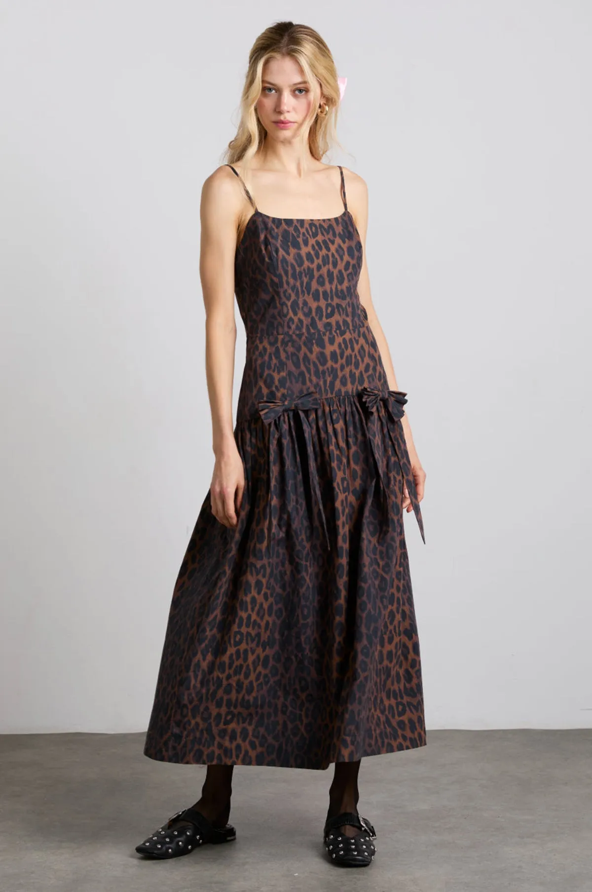 Persephone Midi Dress Dark Leopard