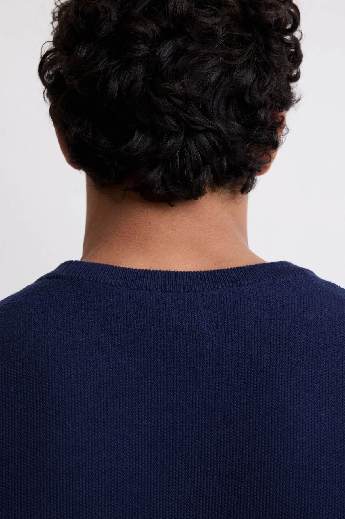 Pique Crew Pullover Navy