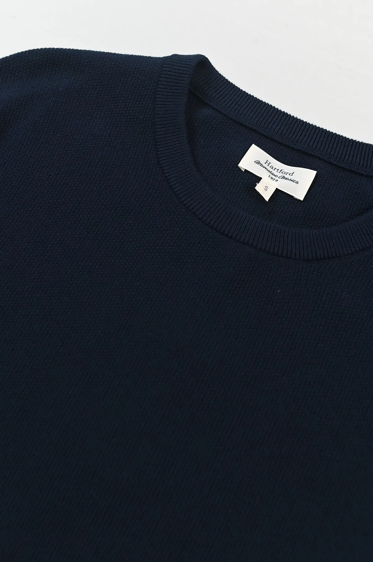 Pique Crew Pullover Navy