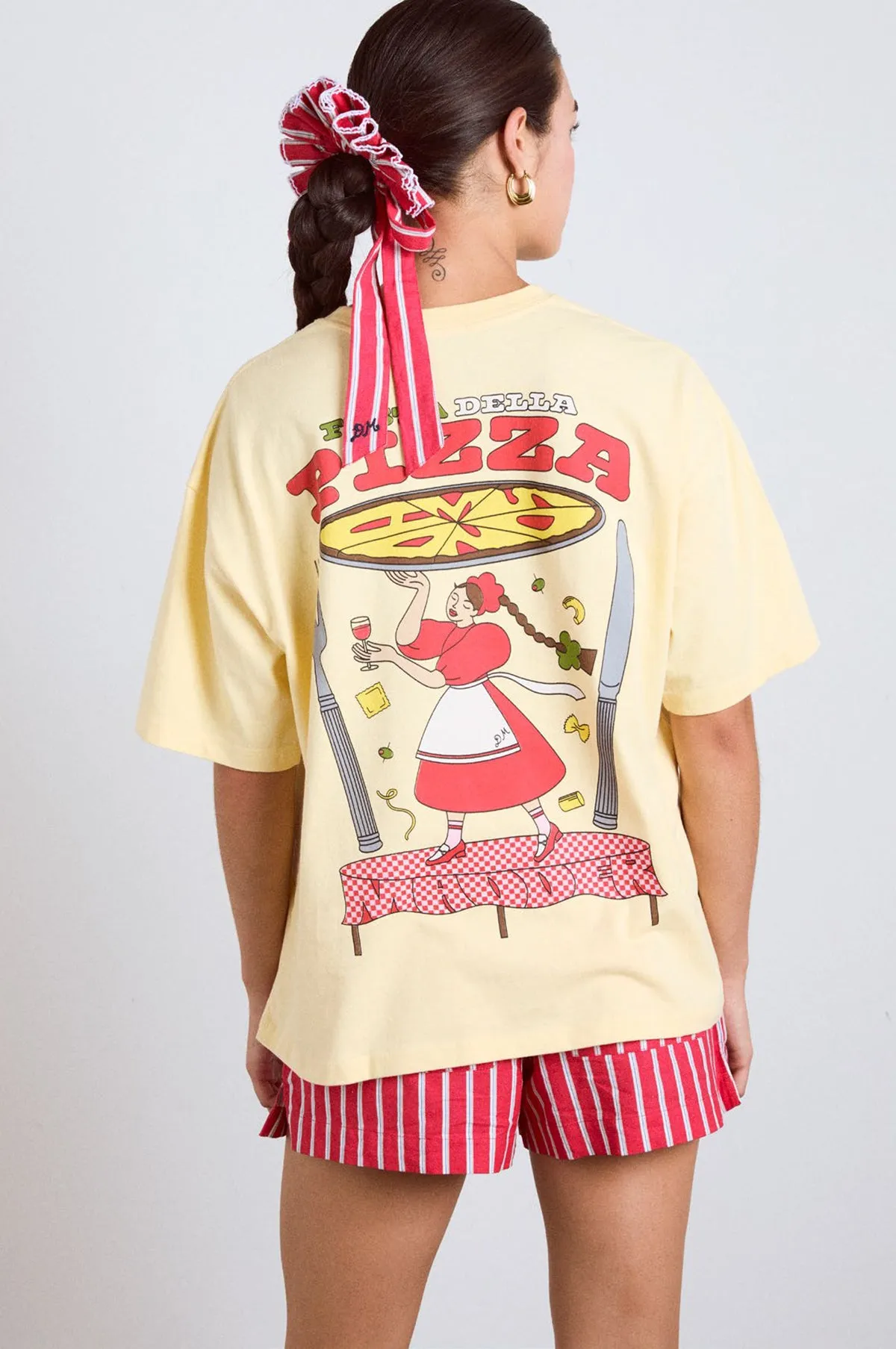 Pizza Party Boyfriend Tee Yellow