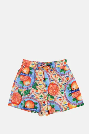 Pull On Shorts Orange Wrappers Multi