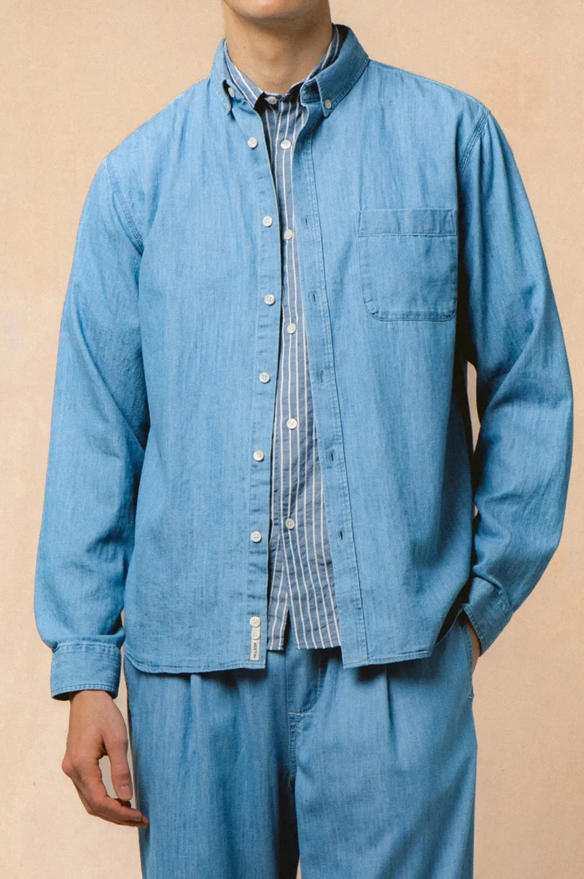 Raeburn Button Down Shirt Light Washed Denim