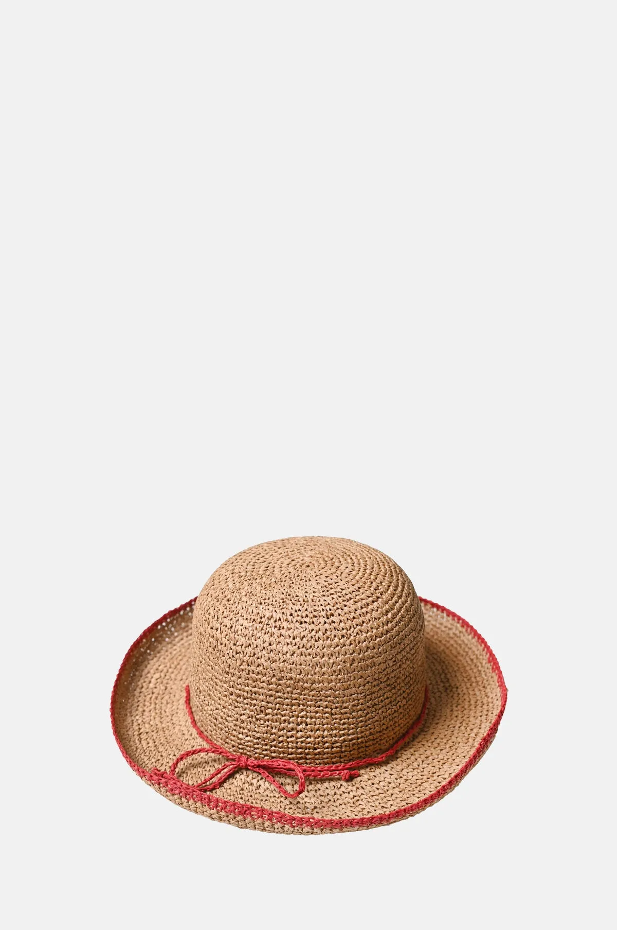 Roll Back Raffia Hat Red Bow Detail