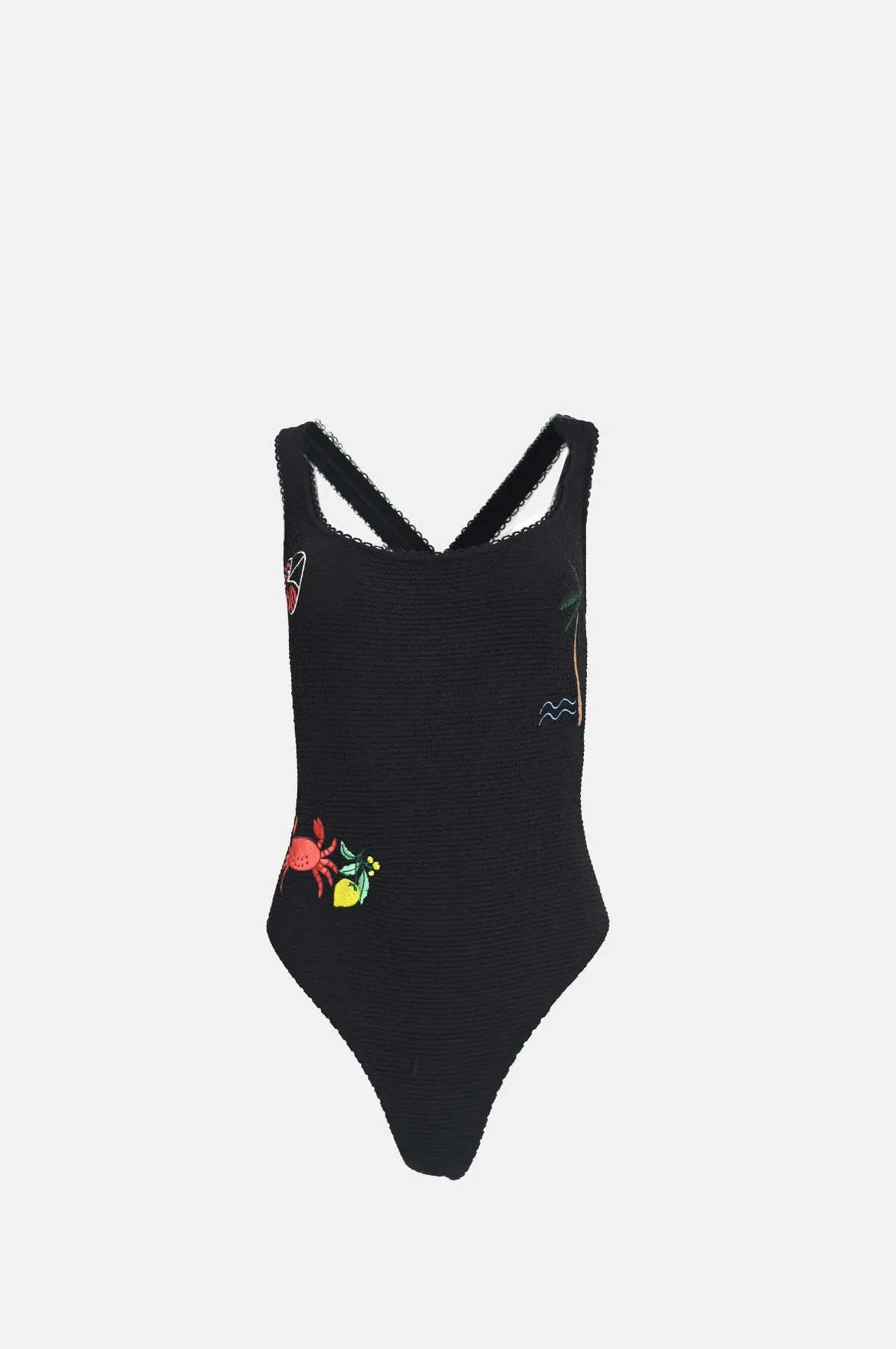 Tashi Swimsuit Embroideries Black