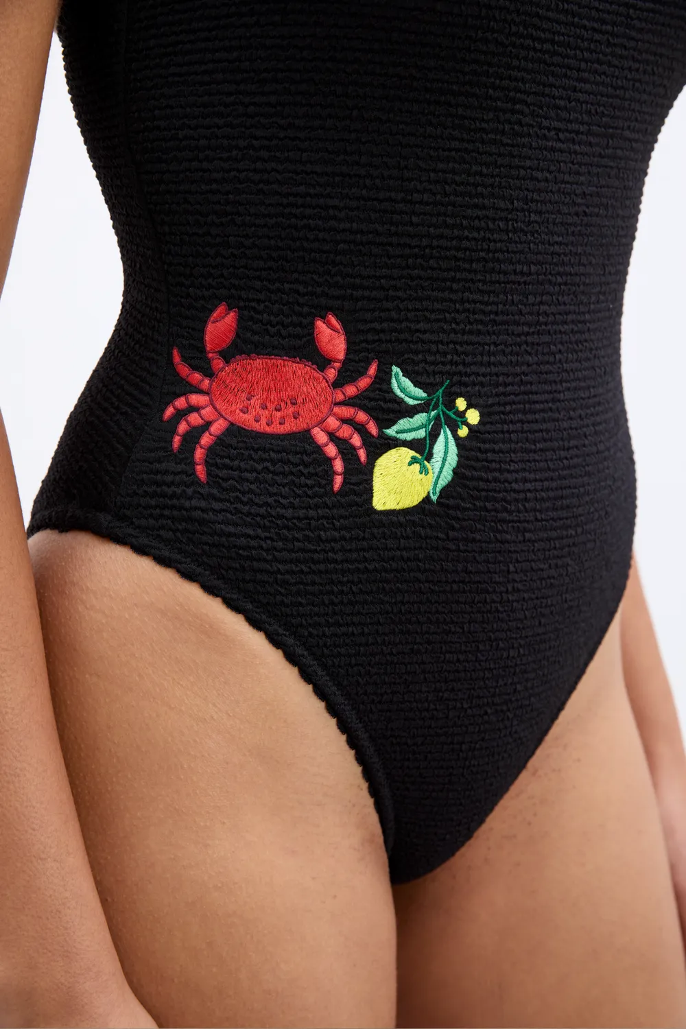Tashi Swimsuit Embroideries Black