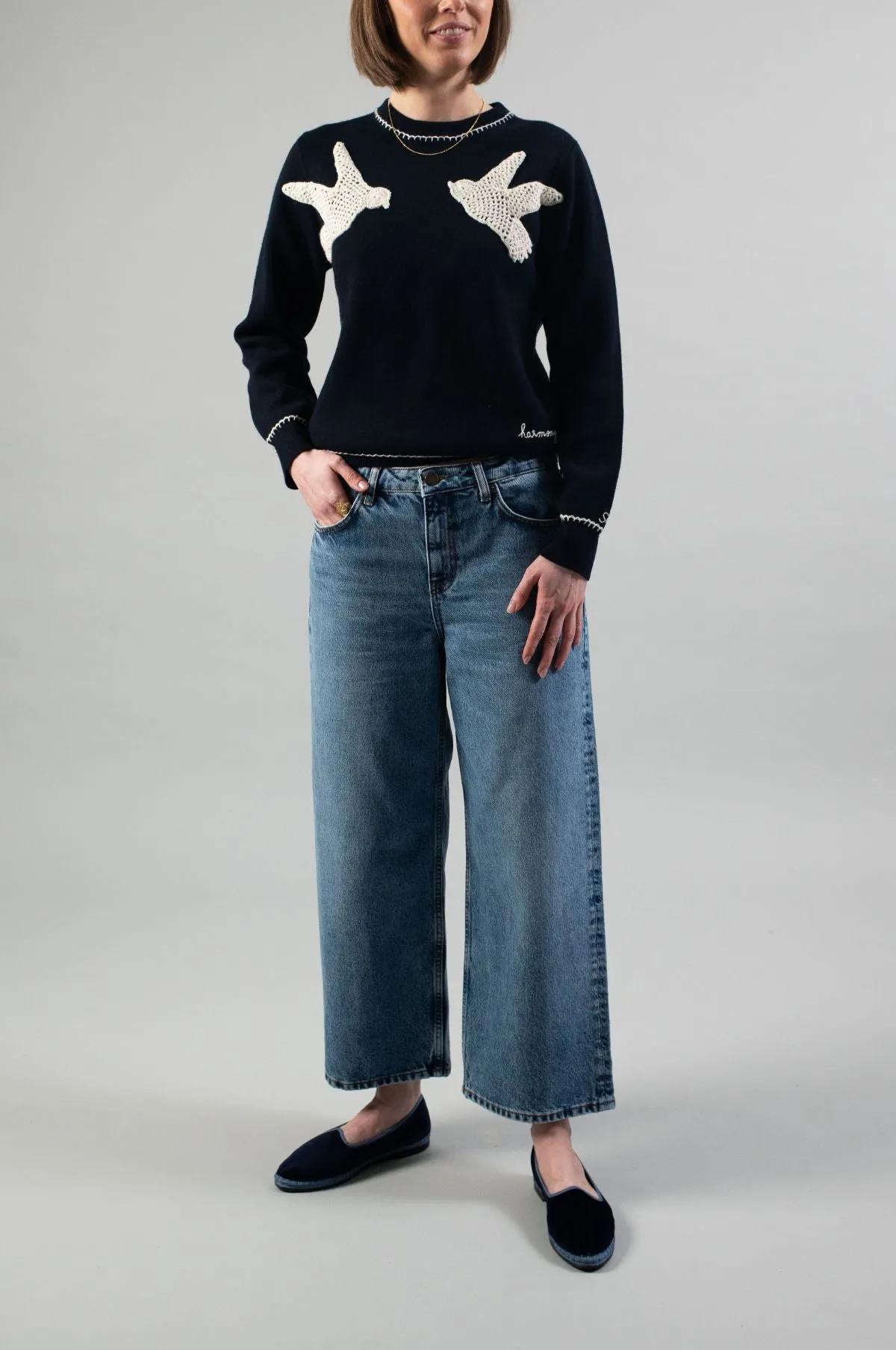 Taylor Cropped Jeans Worn Mid Blue